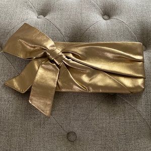 Valentino gold leather Bow clutch